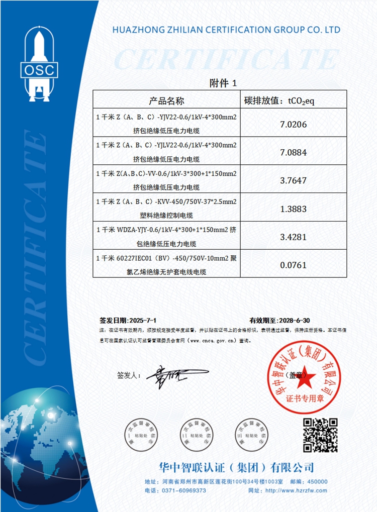 碳足跡認證證書