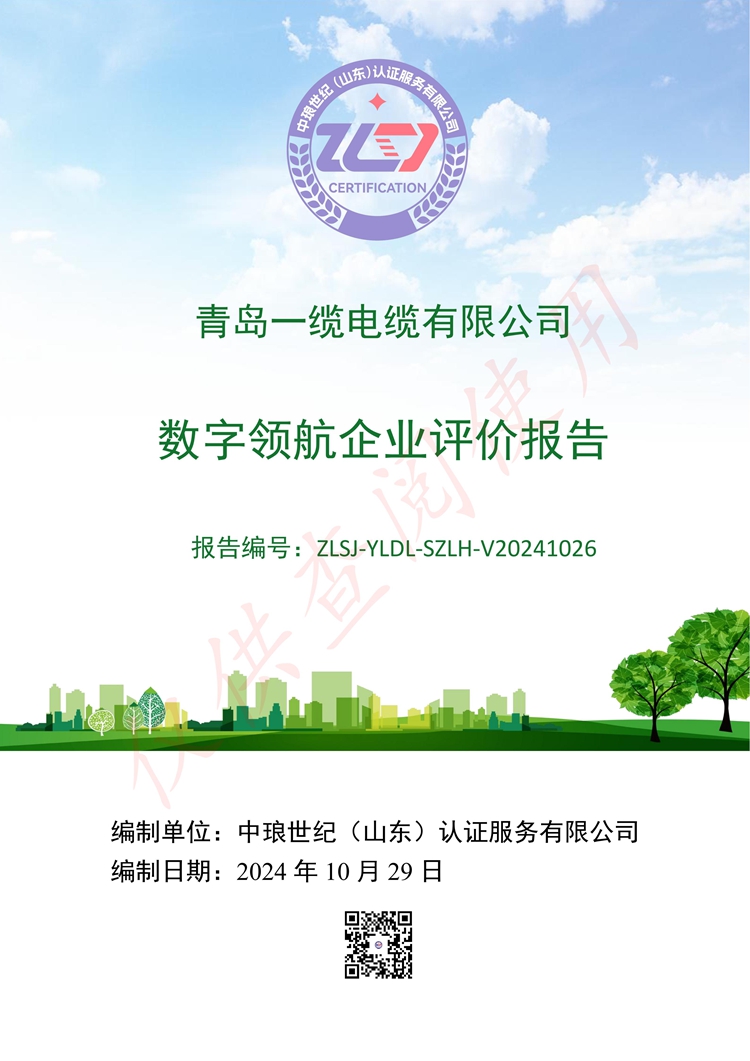 青島一纜電纜數(shù)字領航企業(yè)評價報告